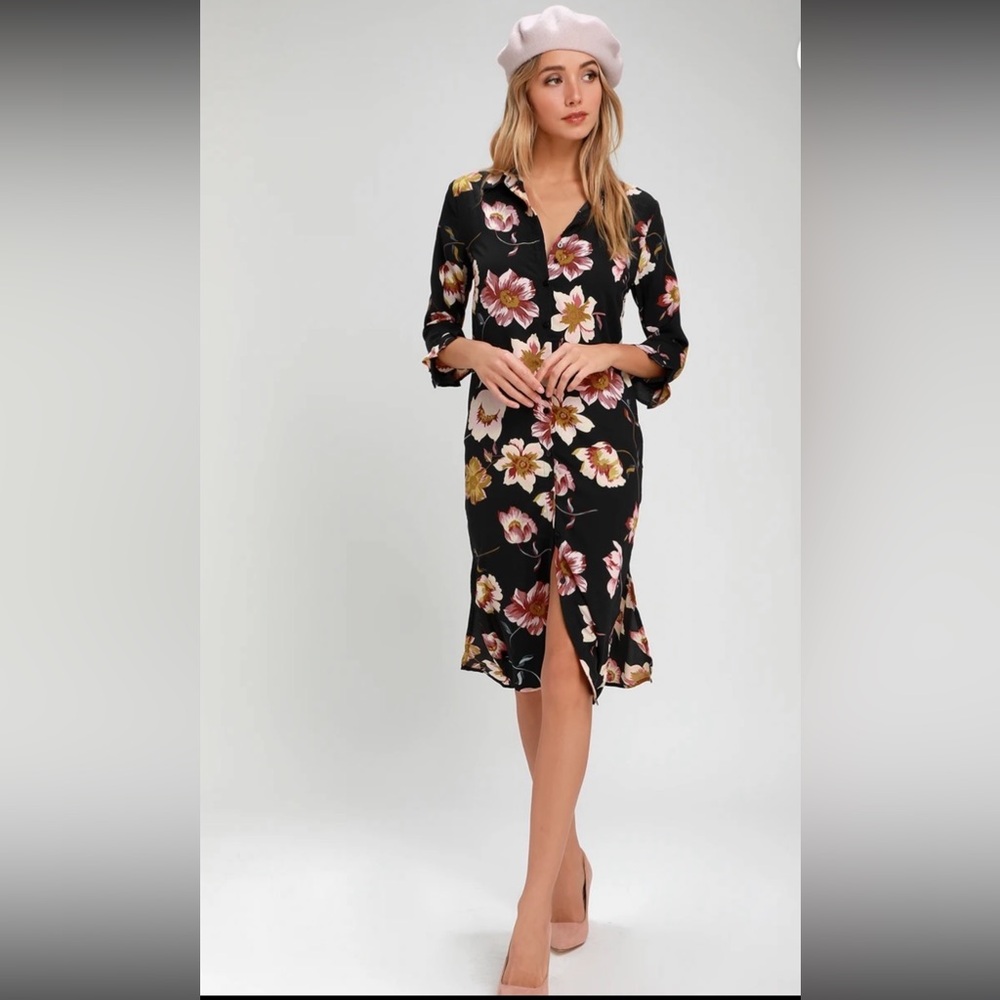 Lulu’s Floral Black Dress XS